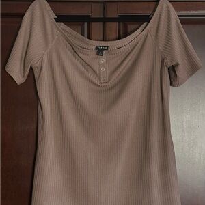 Torrid Women's Short Sleeve Ribbed Off-the-Shoulder Henley Top